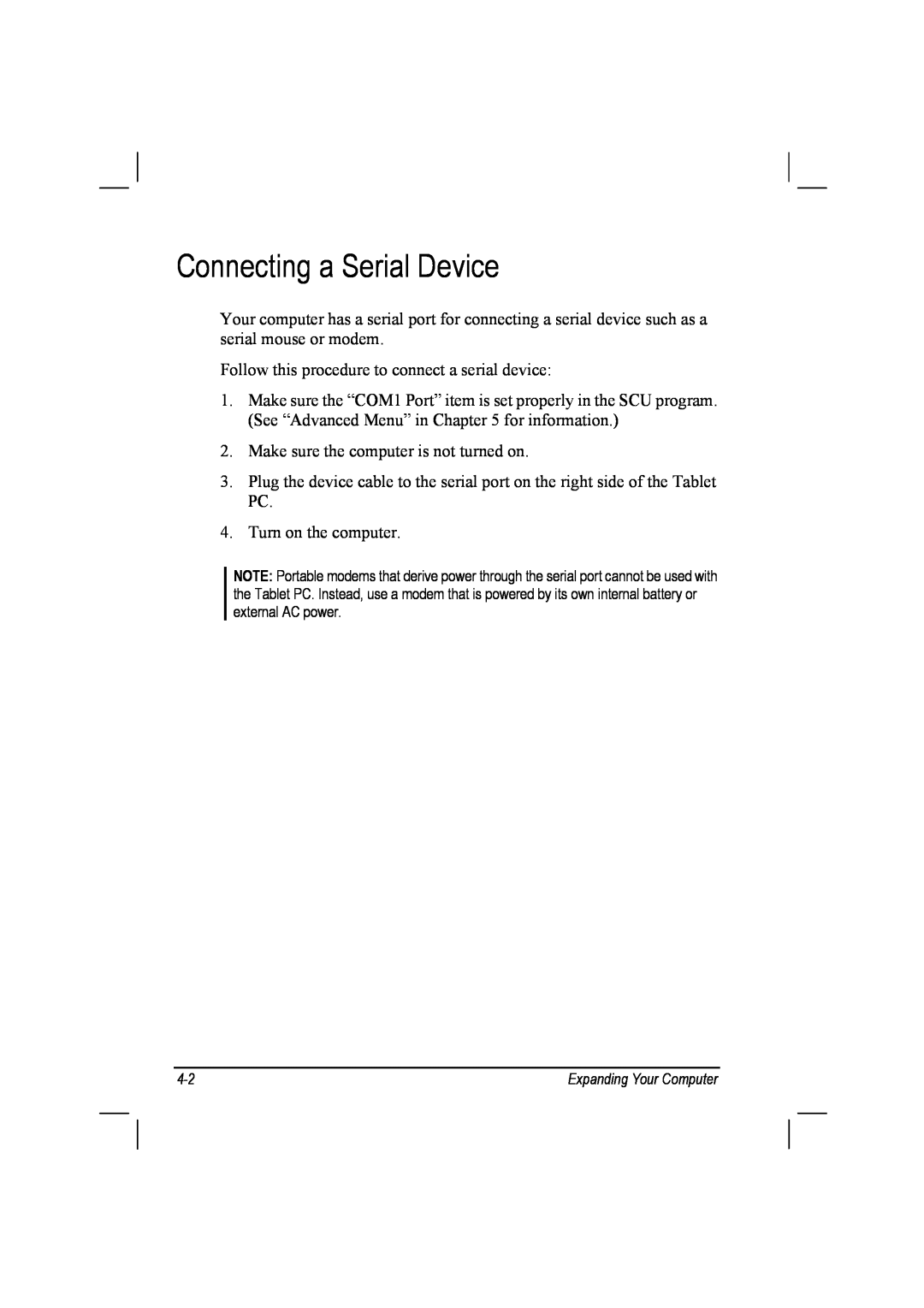 TAG 10 manual Connecting a Serial Device 