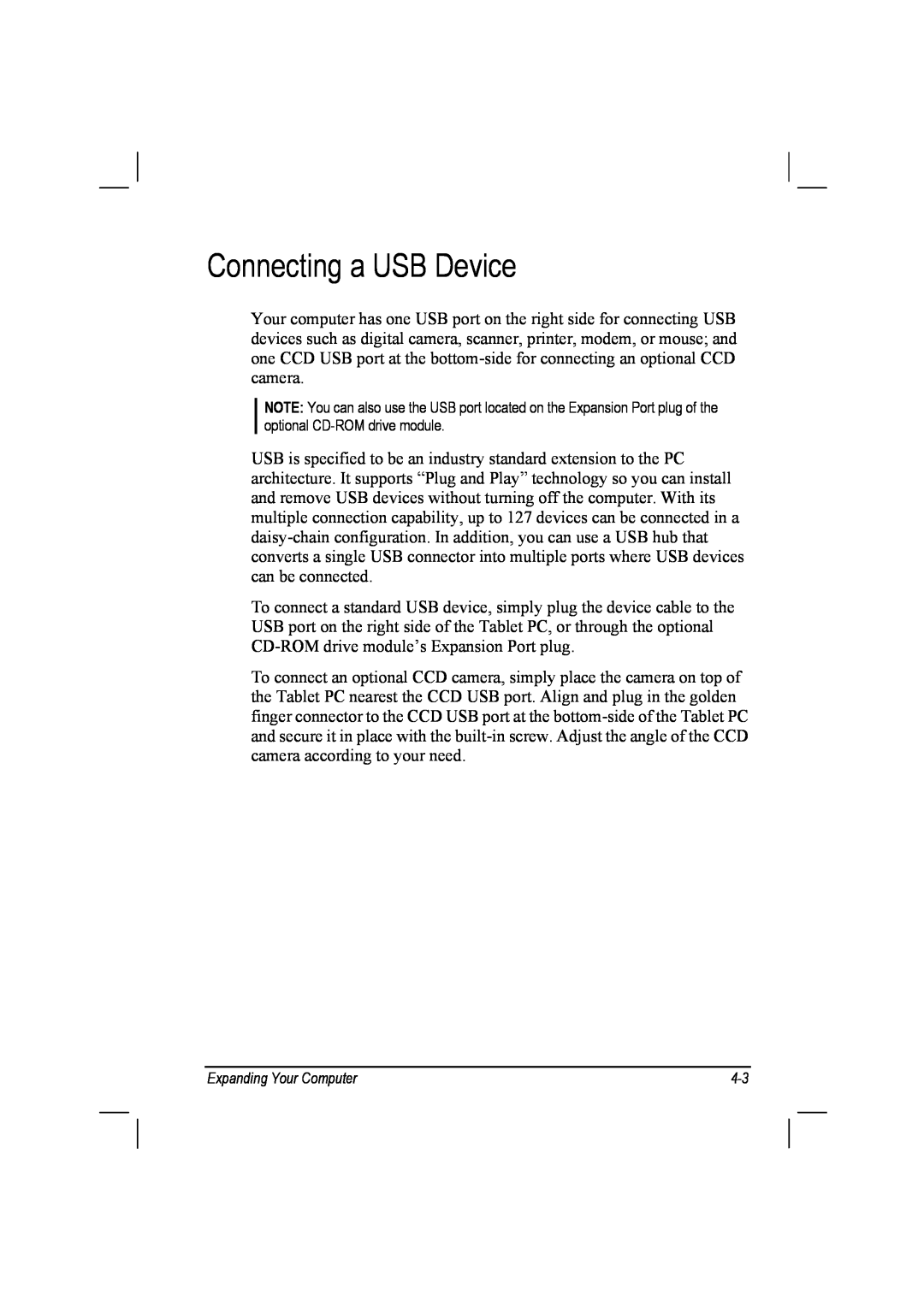 TAG 10 manual Connecting a USB Device 