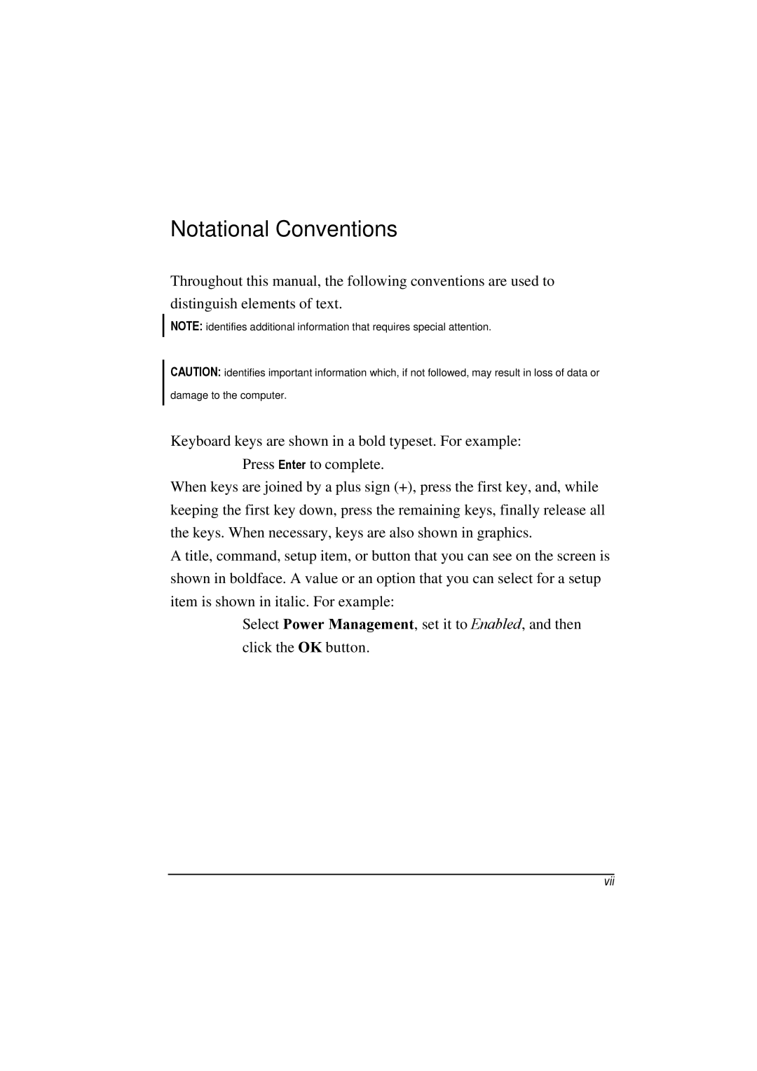 TAG 100 manual Notational Conventions 