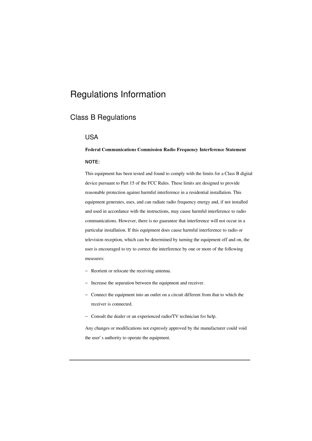 TAG 100 manual Regulations Information, Class B Regulations 