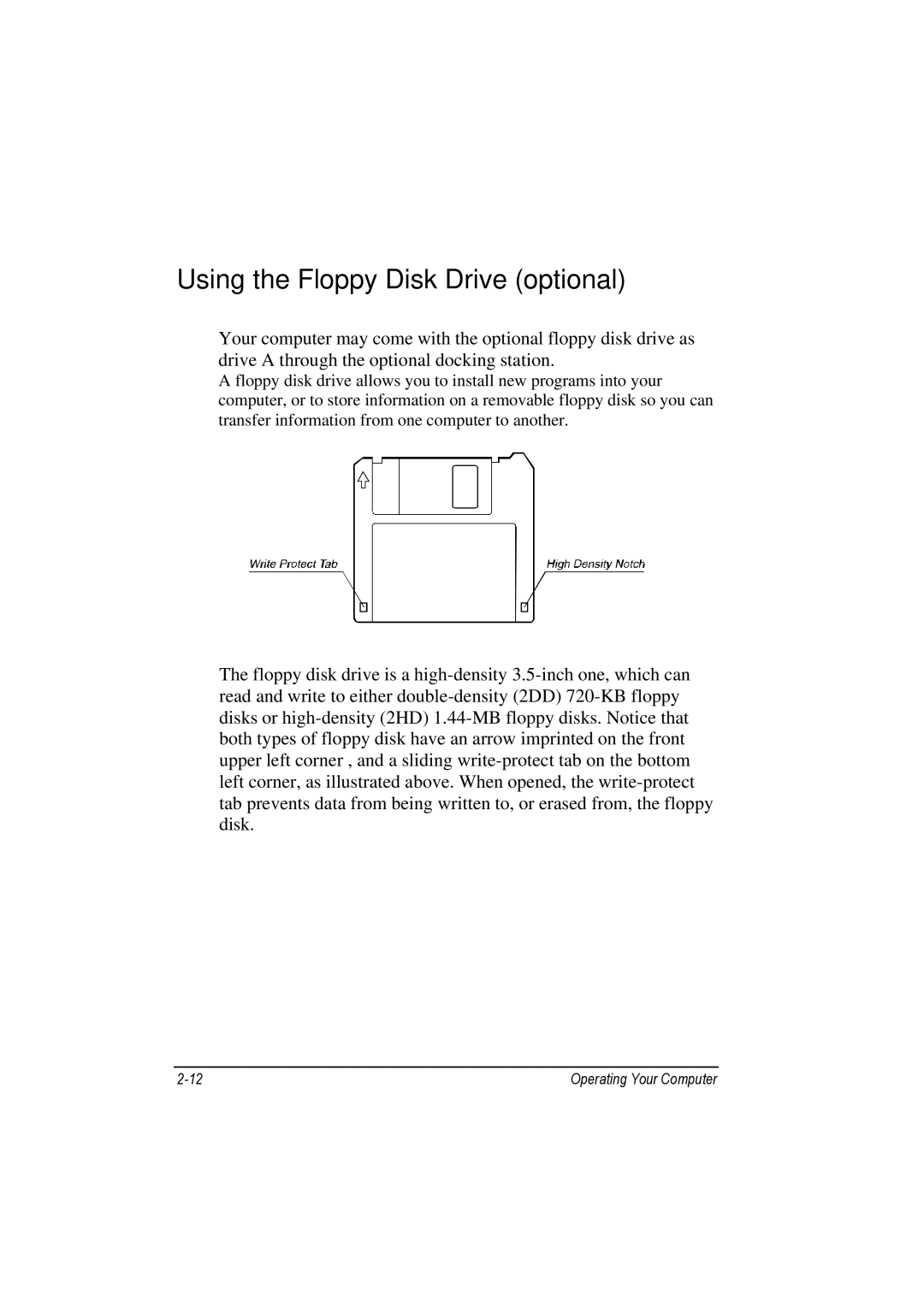 TAG 100 manual Using the Floppy Disk Drive optional 