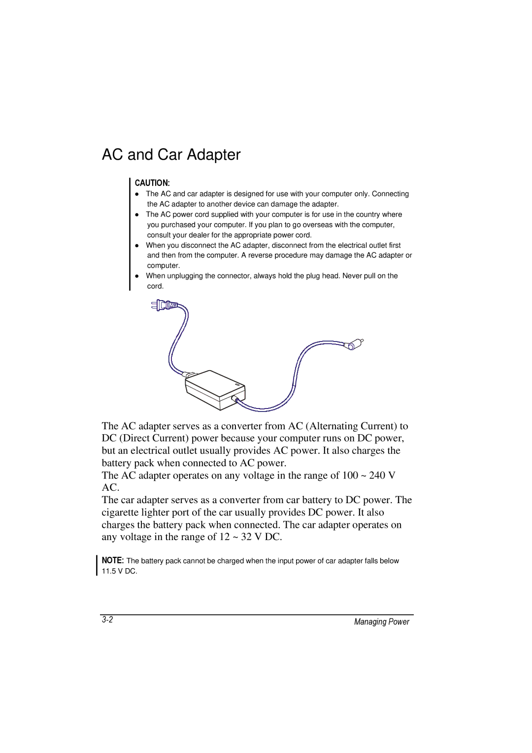 TAG 100 manual AC and Car Adapter 