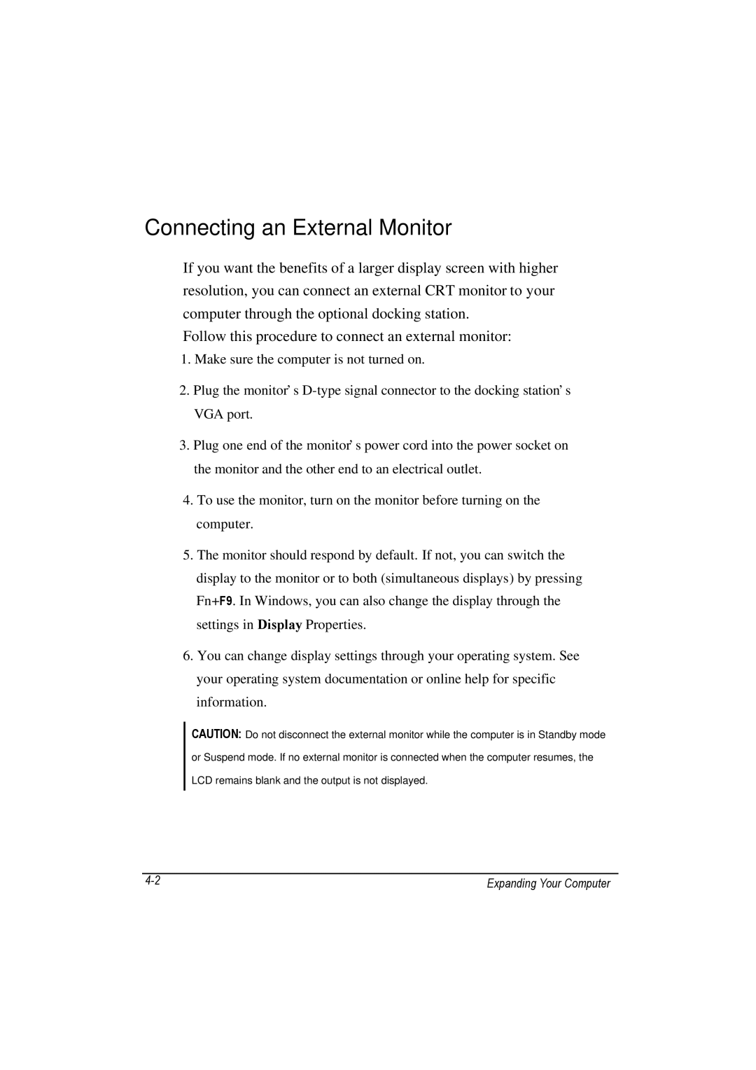 TAG 100 manual Connecting an External Monitor 