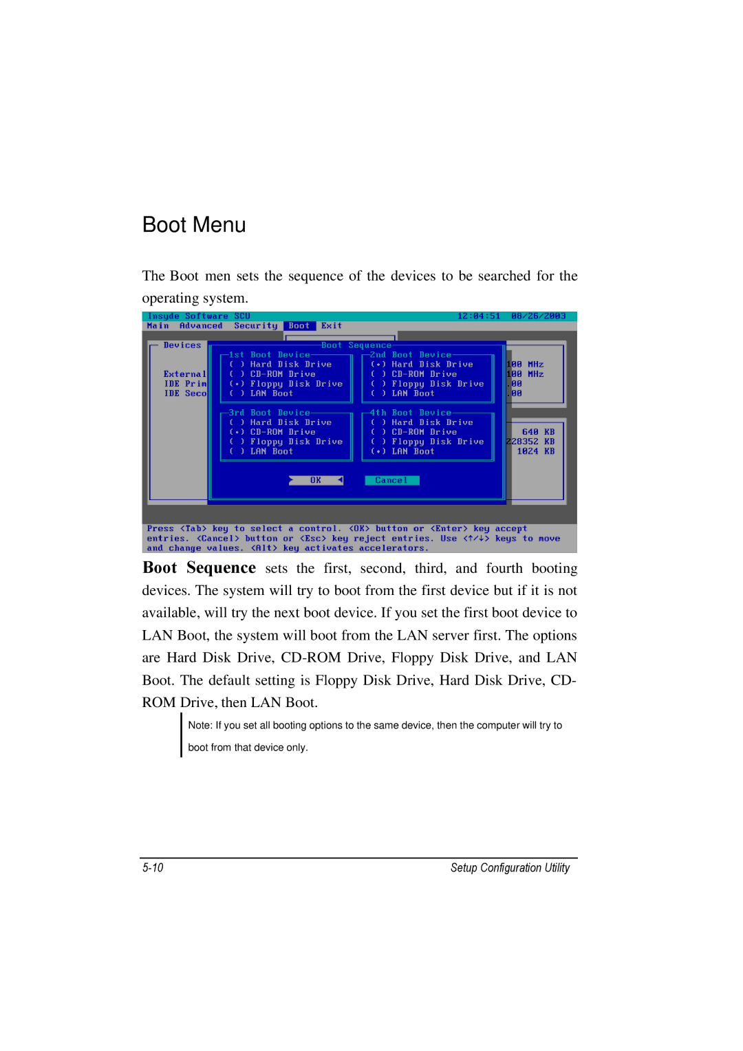 TAG 100 manual Boot Menu 