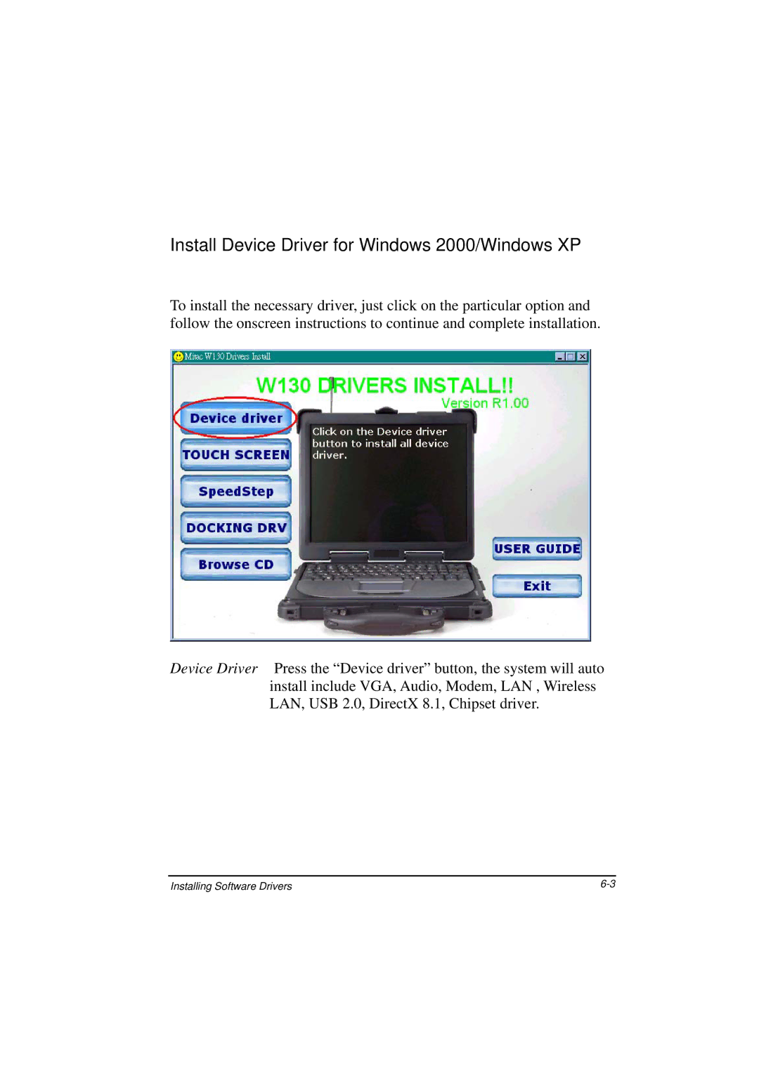 TAG 100 manual Install Device Driver for Windows 2000/Windows XP 