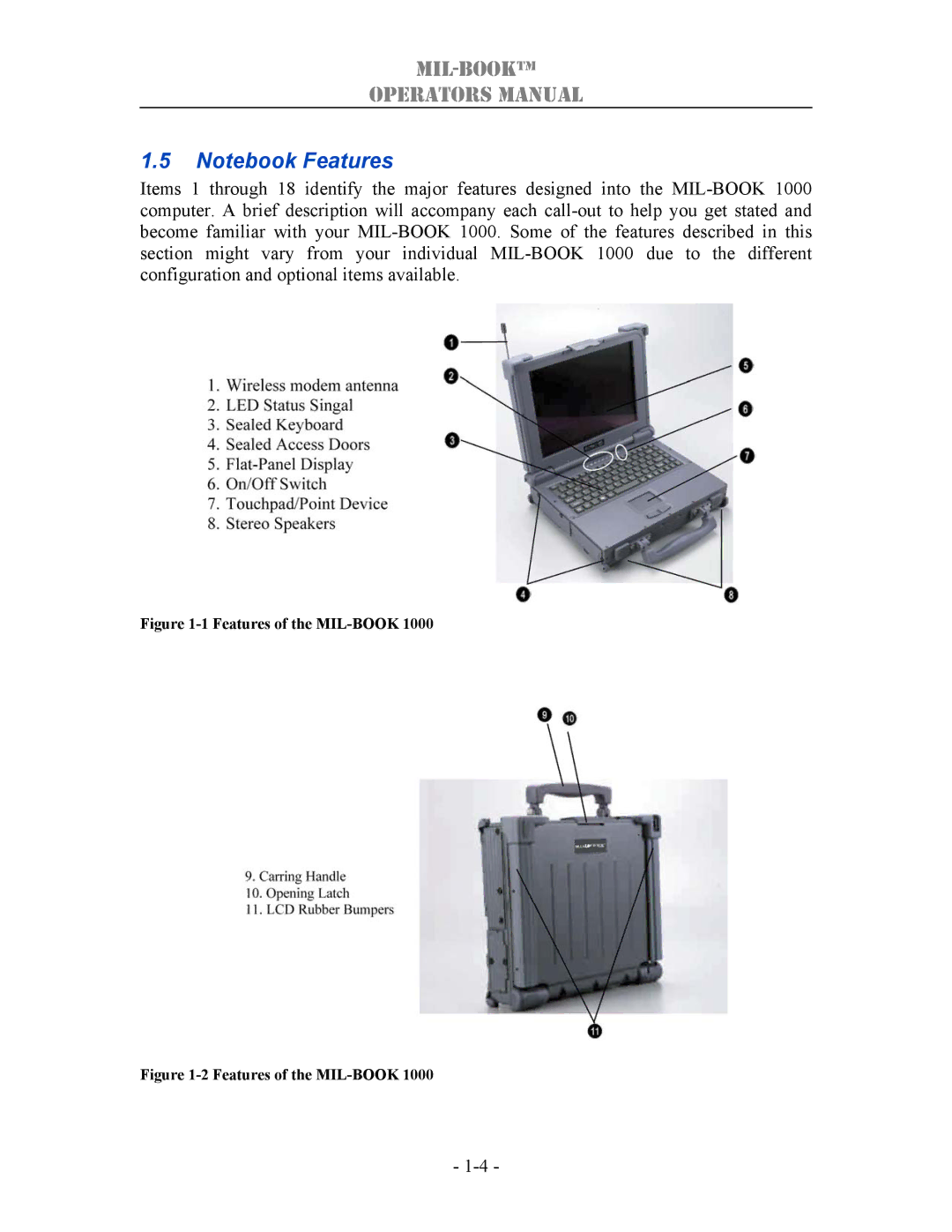 TAG 1000 manual Features of the MIL-BOOK 