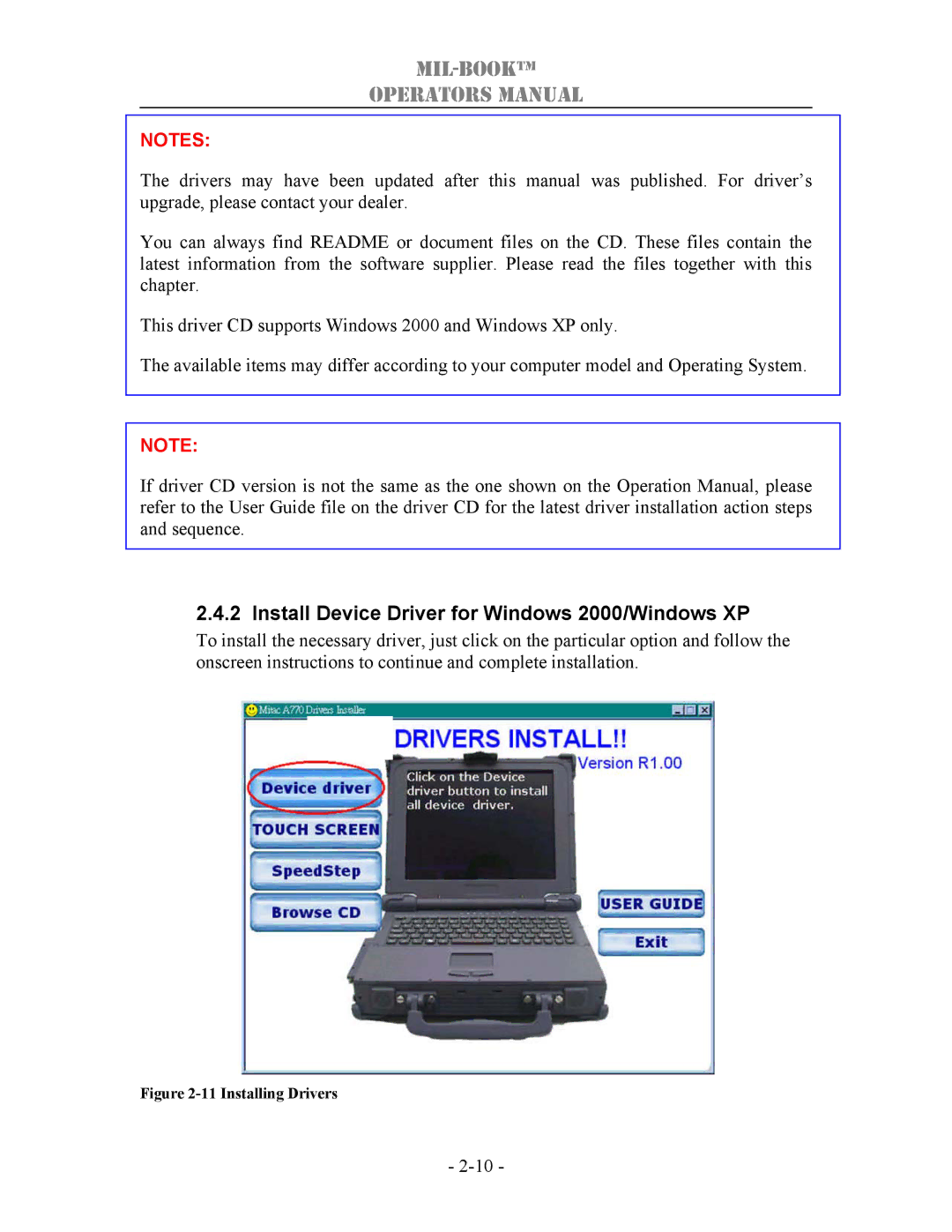 TAG 1000 manual Install Device Driver for Windows 2000/Windows XP, Installing Drivers 