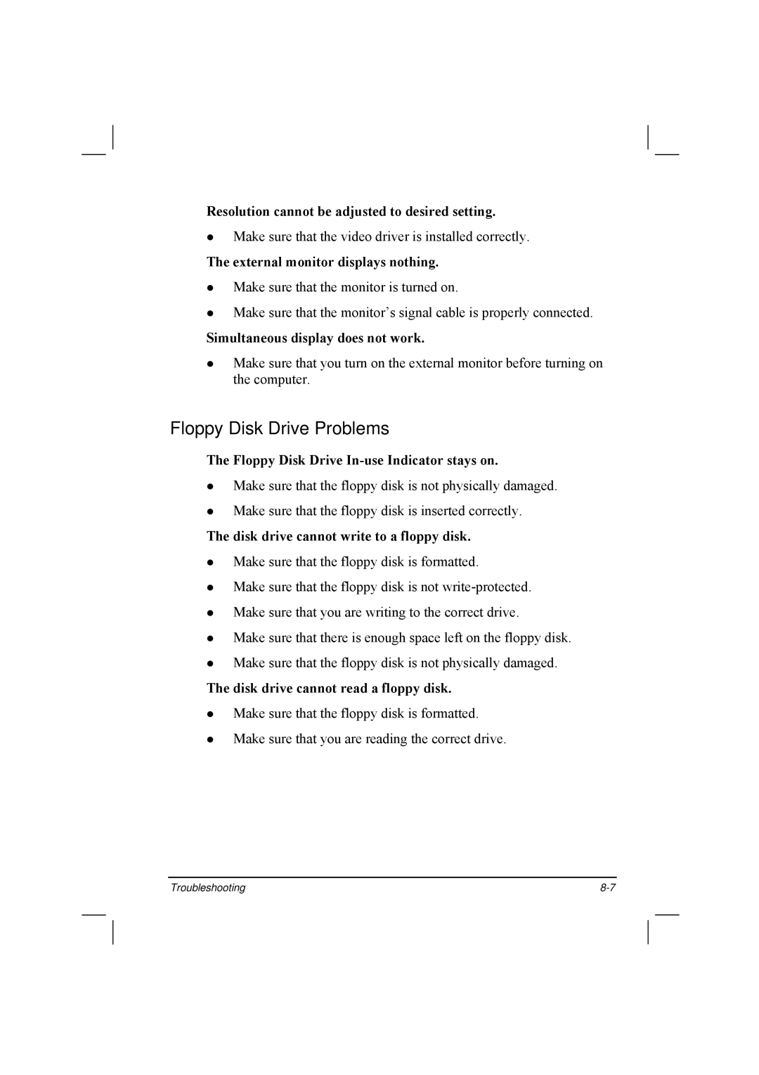 TAG 20 Series manual Floppy Disk Drive Problems 