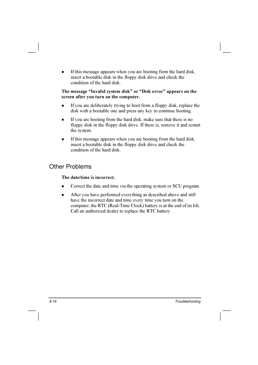 TAG 20 Series manual Other Problems, Date/time is incorrect 