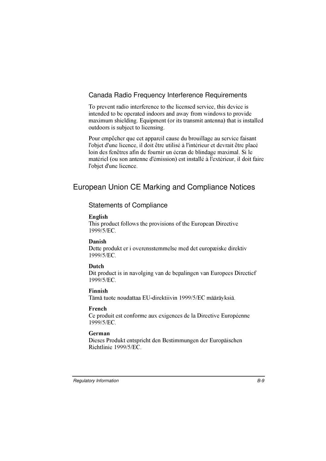 TAG 20 Series manual European Union CE Marking and Compliance Notices 