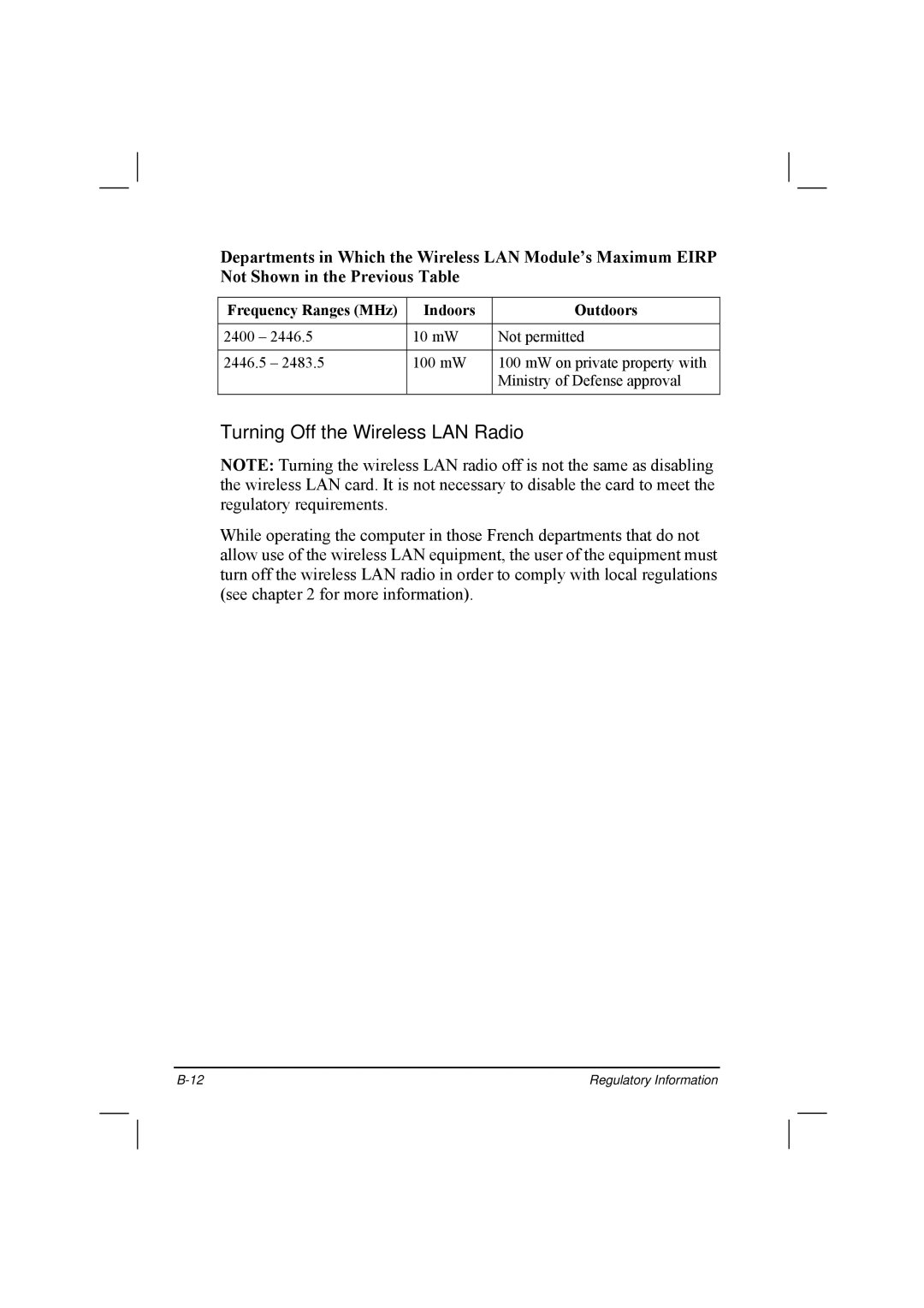 TAG 20 Series manual Turning Off the Wireless LAN Radio 