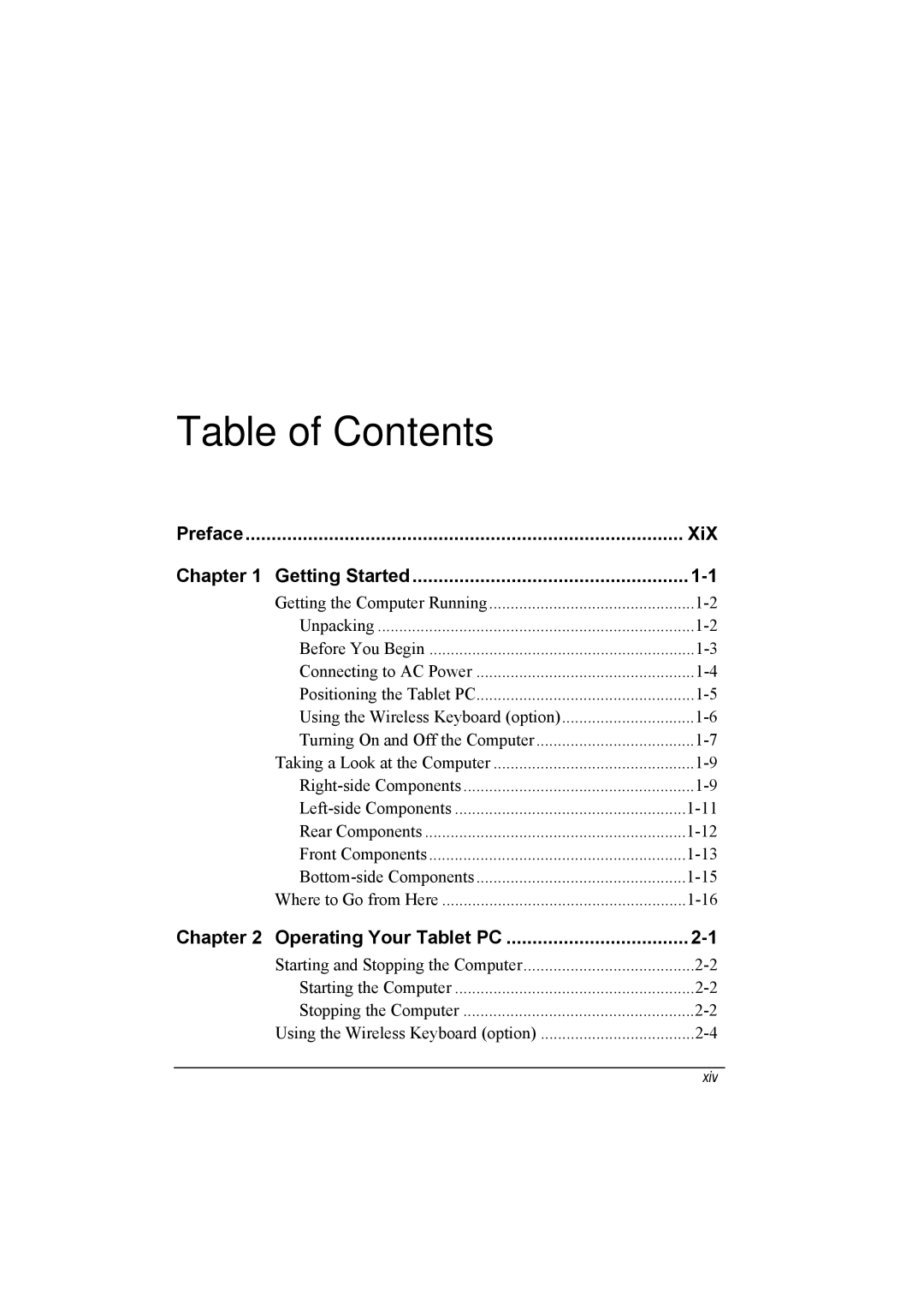 TAG 20 Series manual Table of Contents 