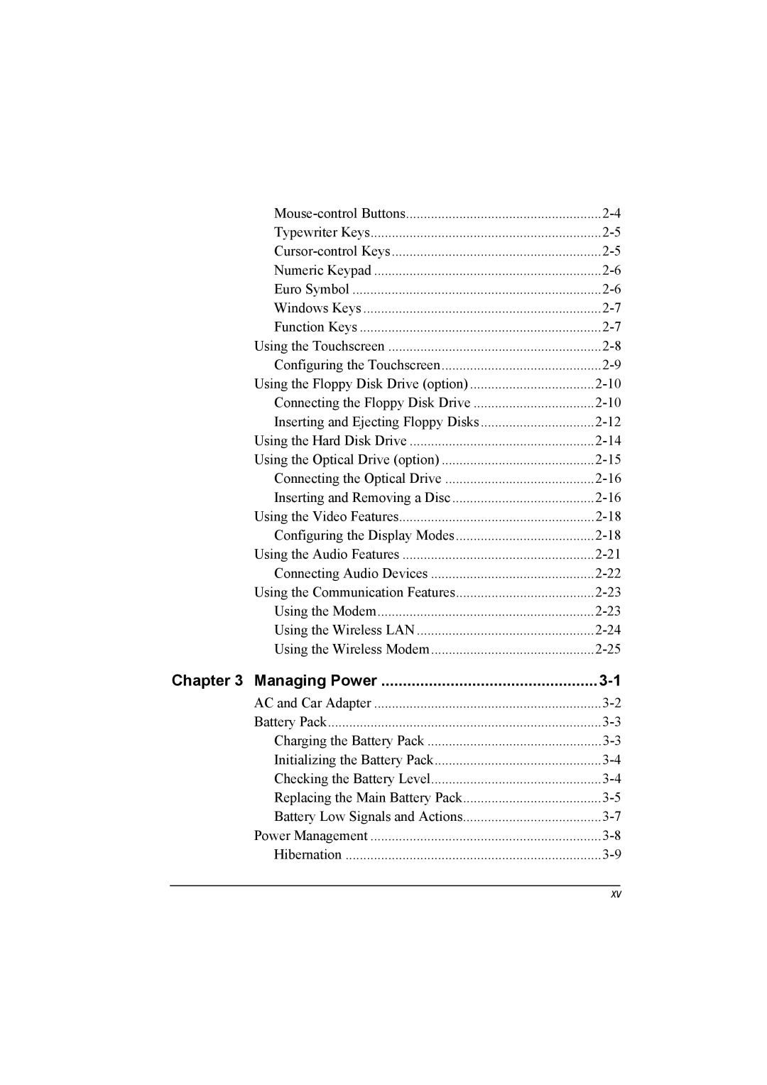 TAG 20 Series manual Managing Power 