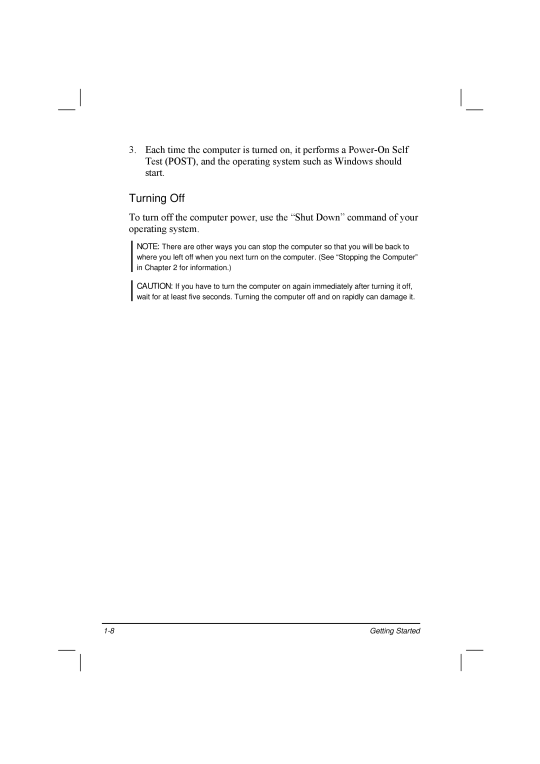 TAG 20 Series manual Turning Off 