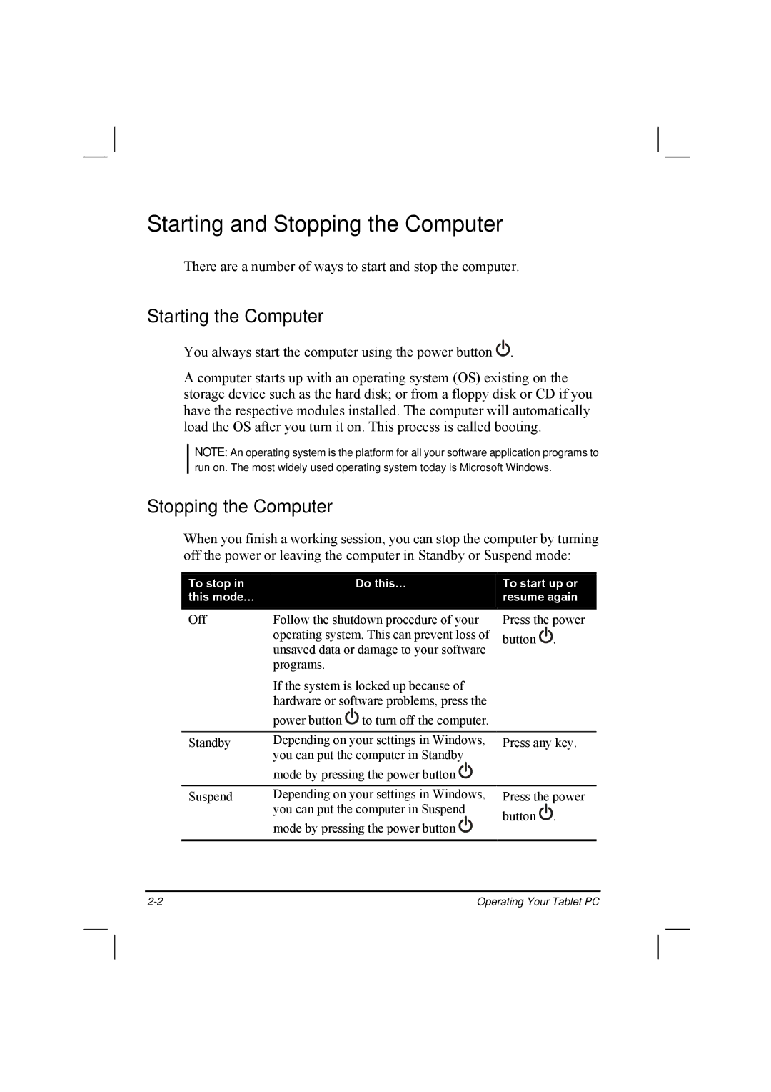 TAG 20 Series manual Starting and Stopping the Computer, Starting the Computer 