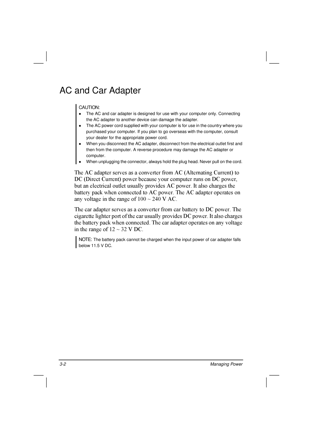 TAG 20 Series manual AC and Car Adapter 