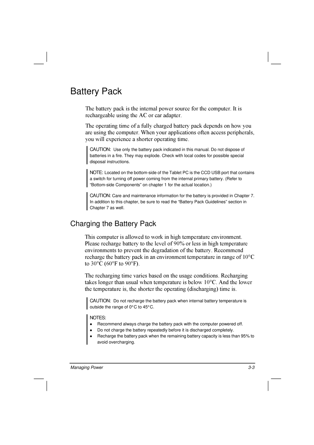 TAG 20 Series manual Charging the Battery Pack 