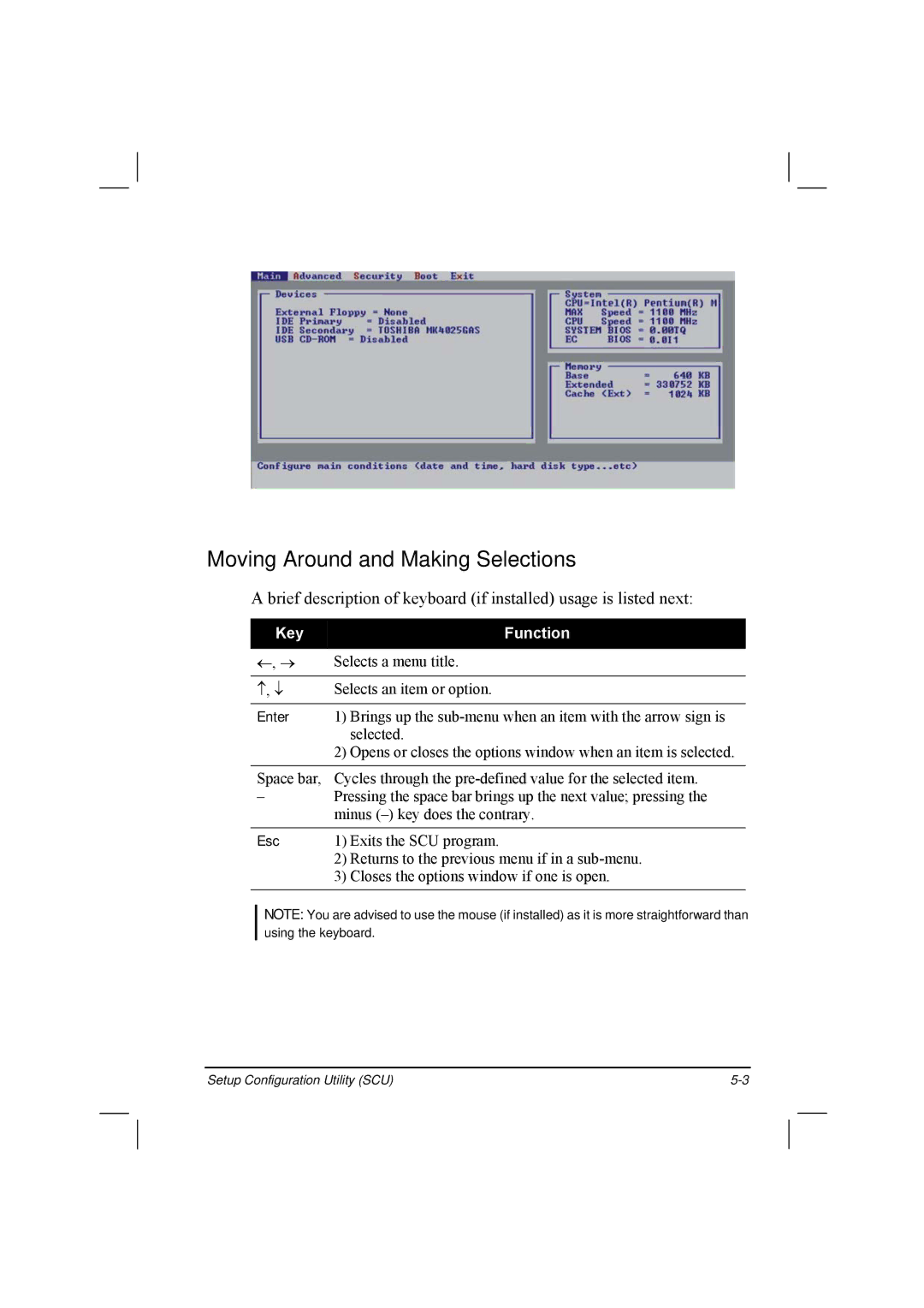 TAG 20 Series manual Moving Around and Making Selections, Key Function 