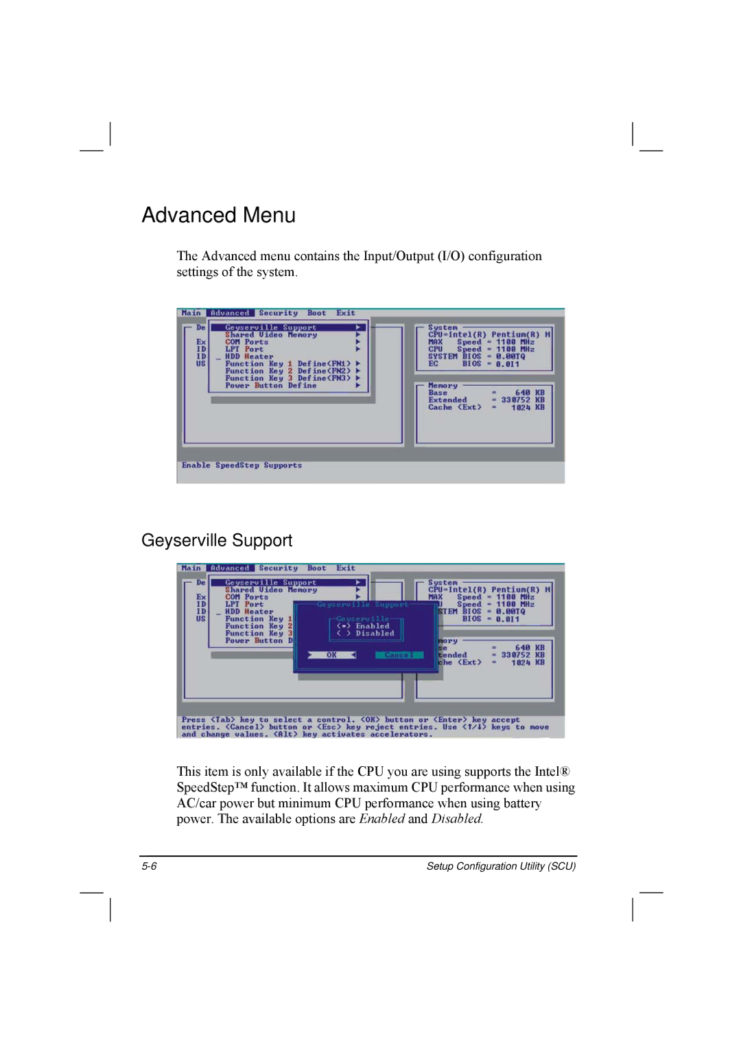 TAG 20 Series manual Advanced Menu, Geyserville Support 