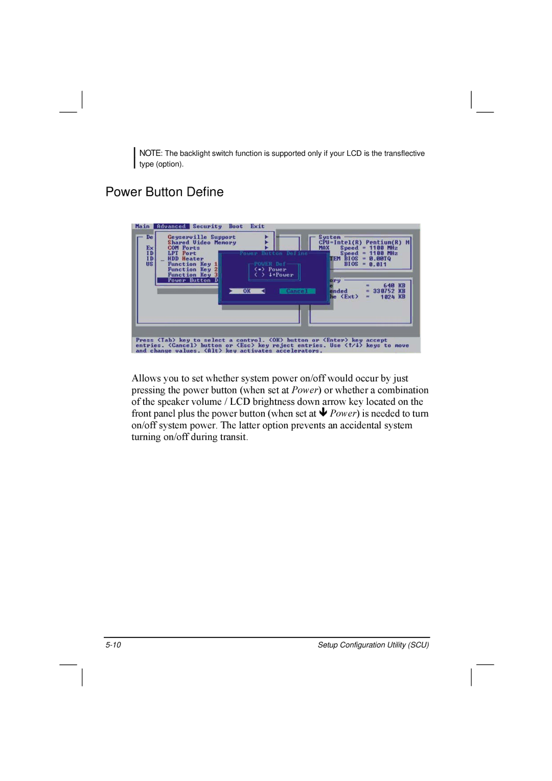 TAG 20 Series manual Power Button Define 