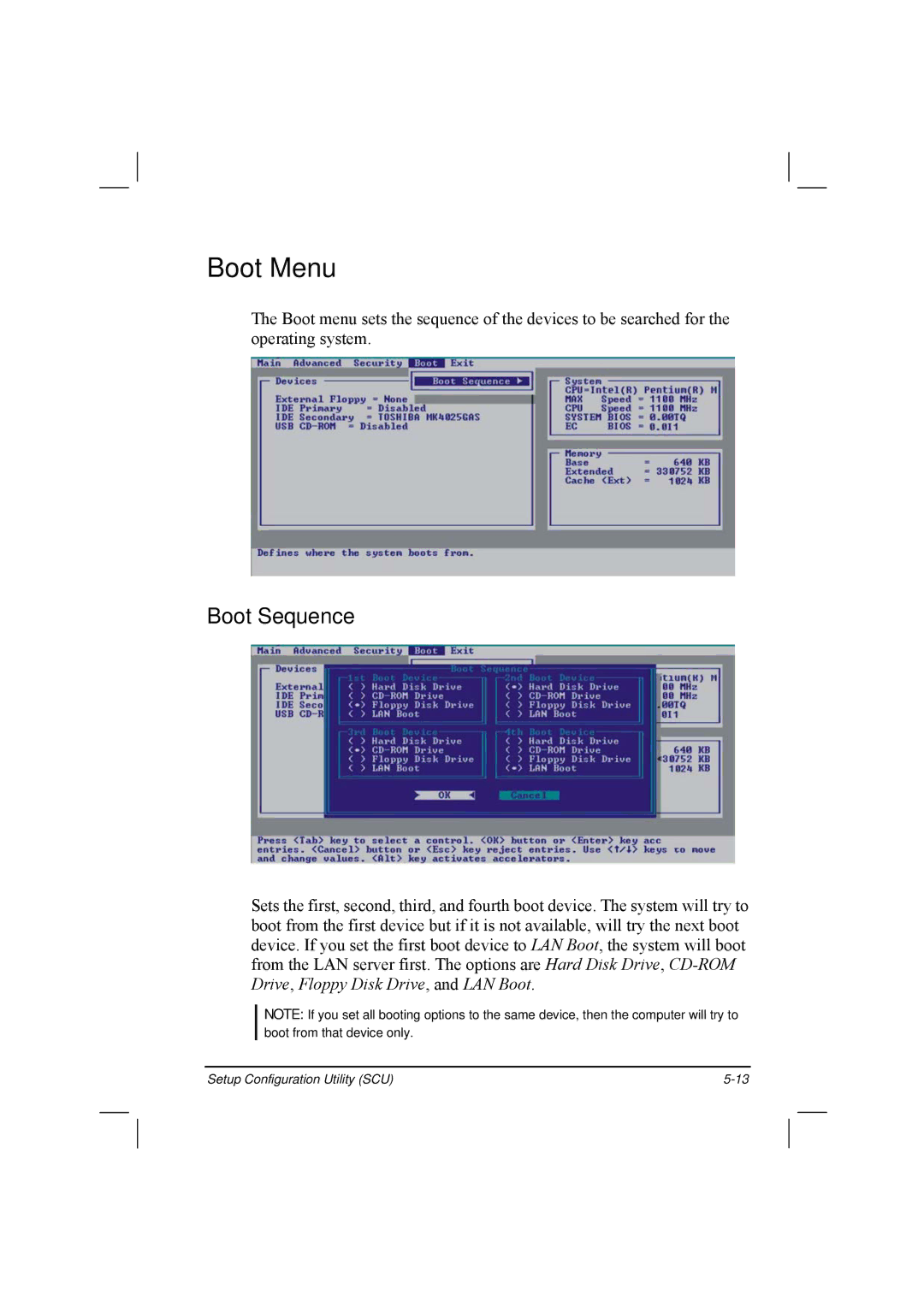 TAG 20 Series manual Boot Menu, Boot Sequence 