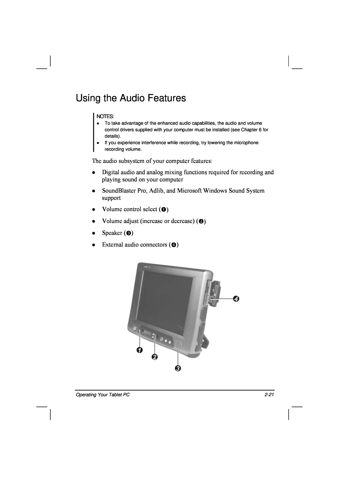TAG 20 Series manual Using the Audio Features 