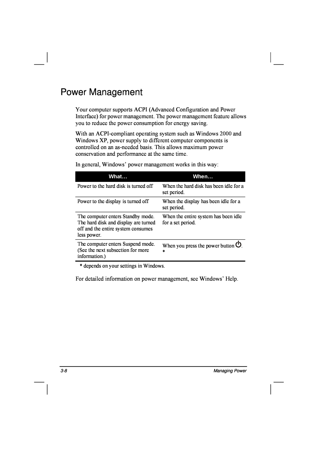 TAG 20 Series manual Power Management 