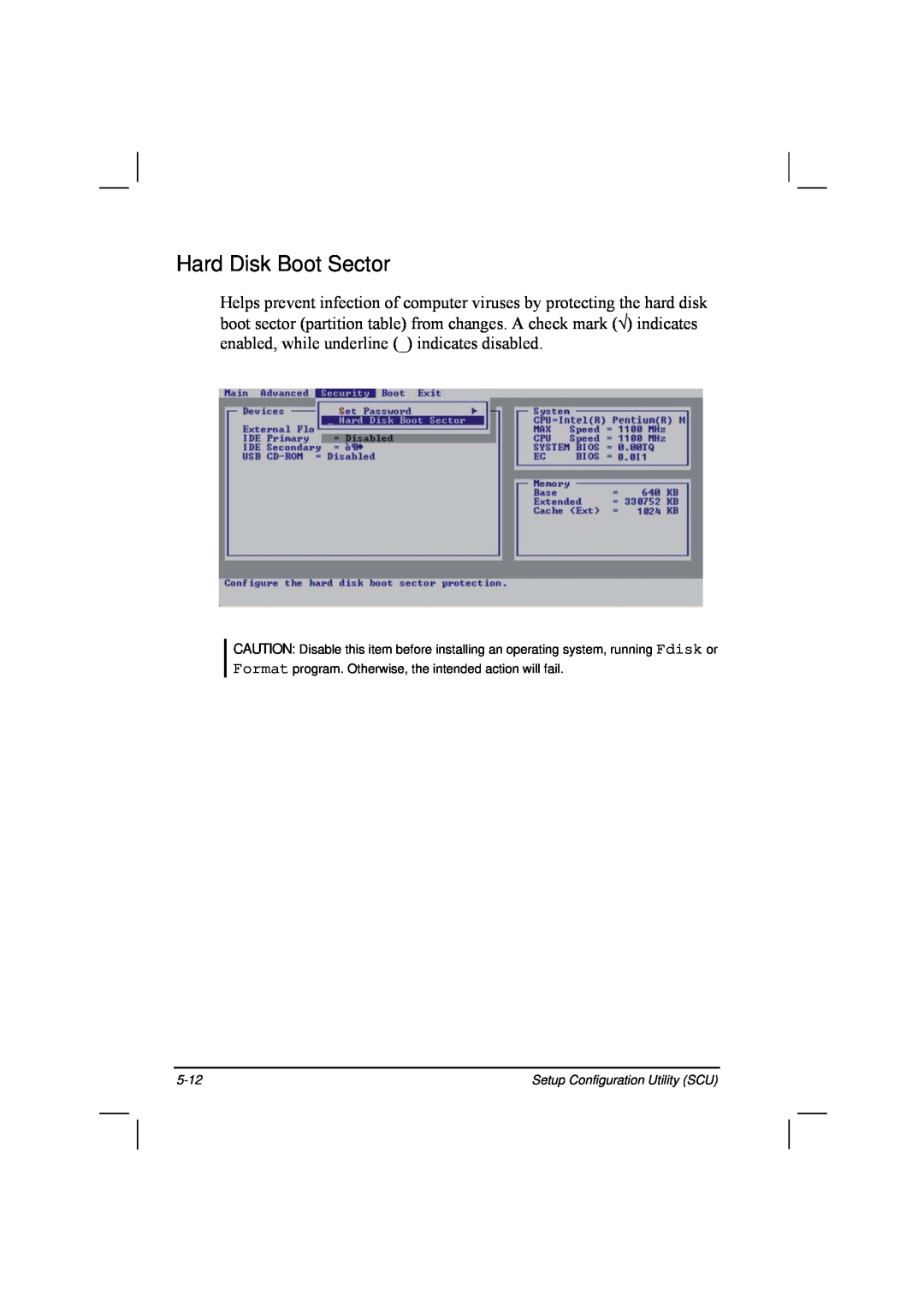 TAG 20 Series manual Hard Disk Boot Sector, 5-12, Setup Configuration Utility SCU 