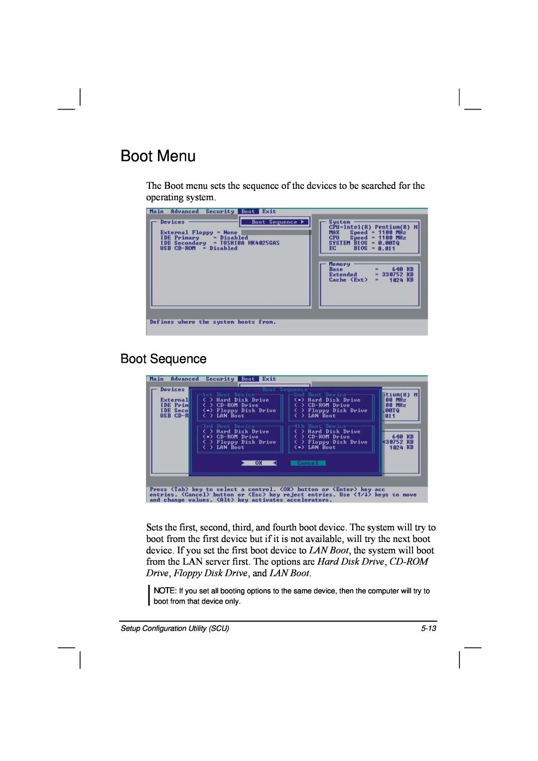 TAG 20 Series manual Boot Menu, Boot Sequence 