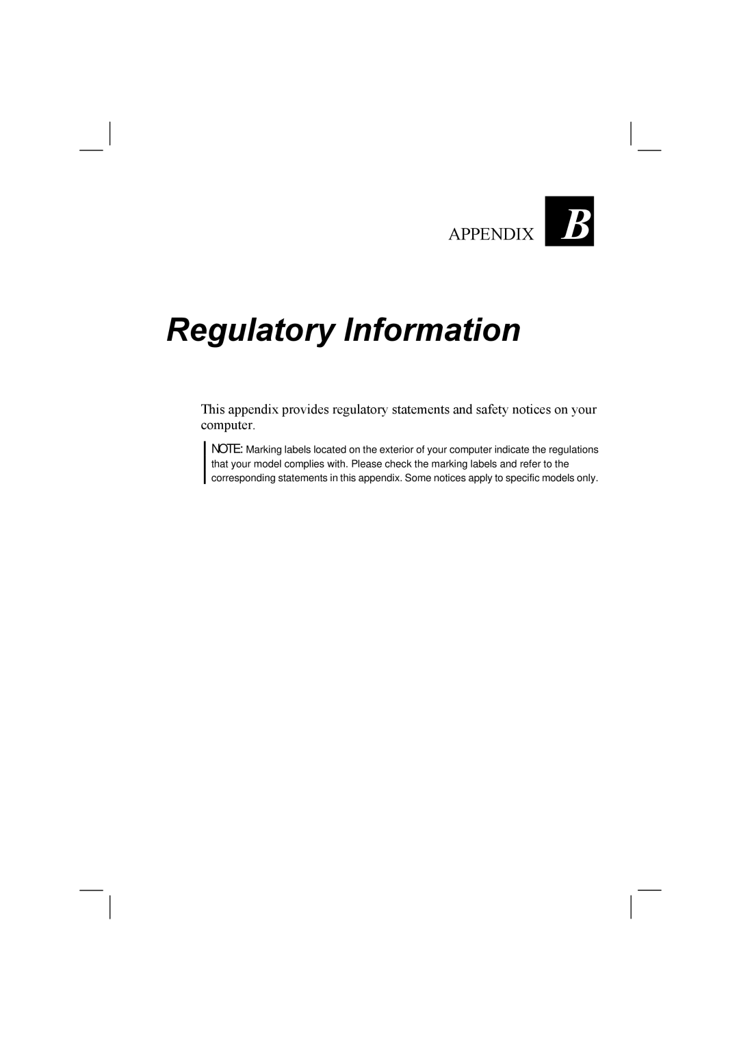 TAG 20 manual Regulatory Information 