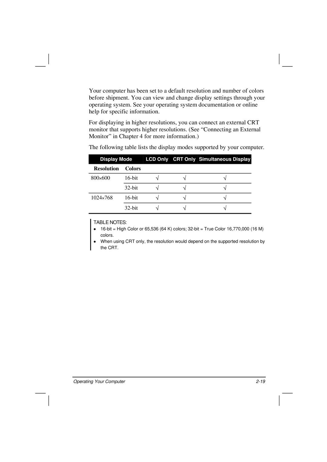 TAG 200 manual Table Notes 