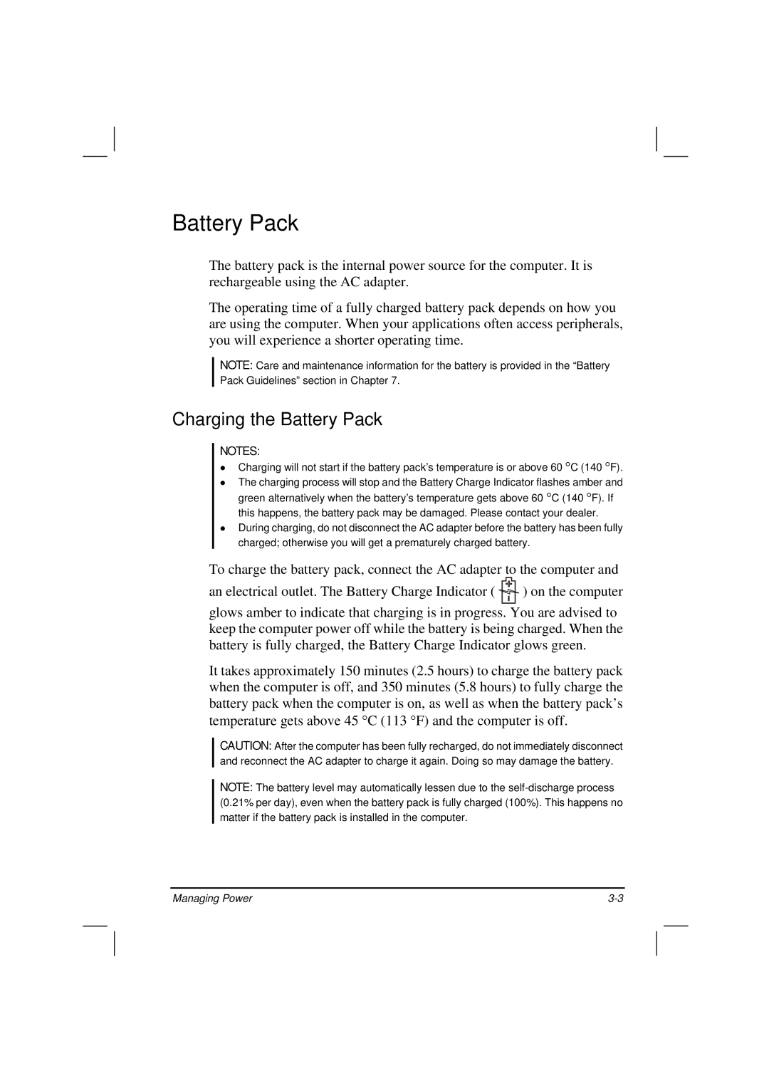 TAG 200 manual Charging the Battery Pack 