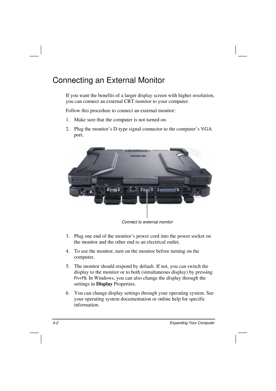 TAG 200 manual Connecting an External Monitor 