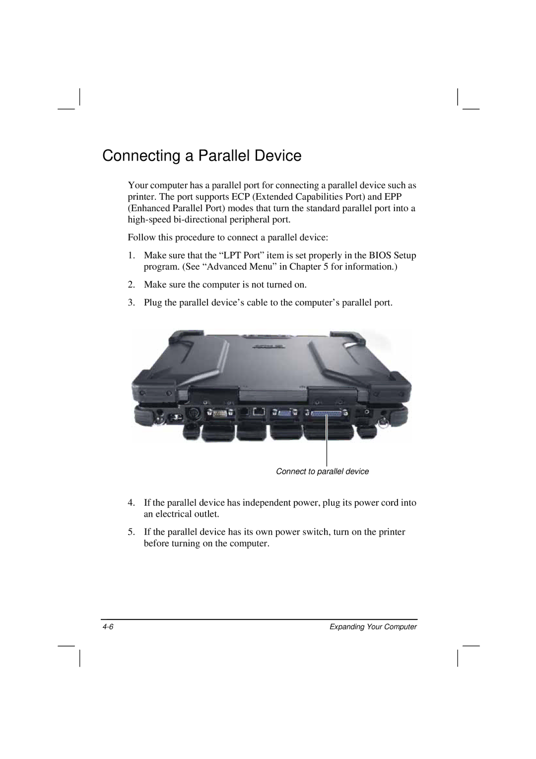 TAG 200 manual Connecting a Parallel Device 