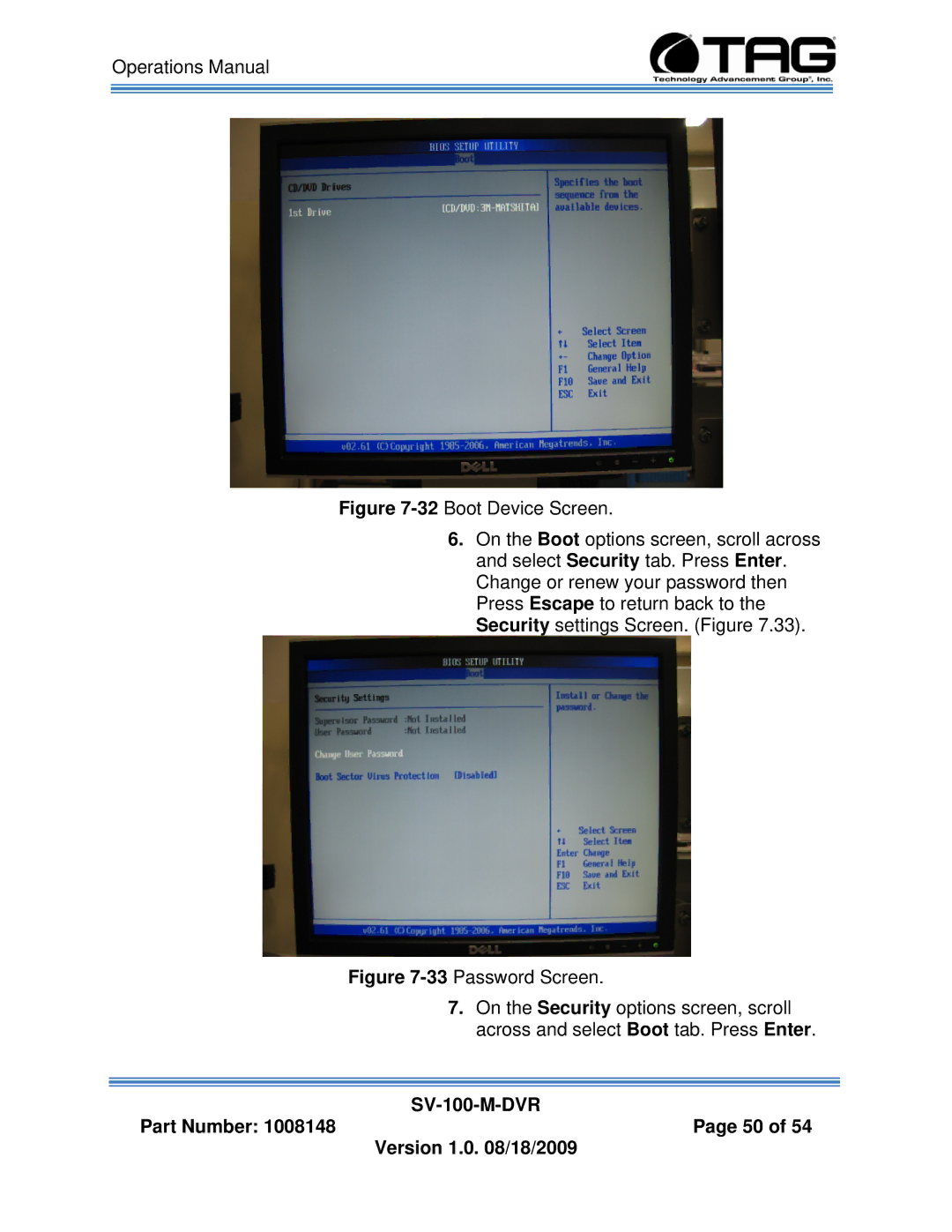 TAG SV-100-M-DVR manual 