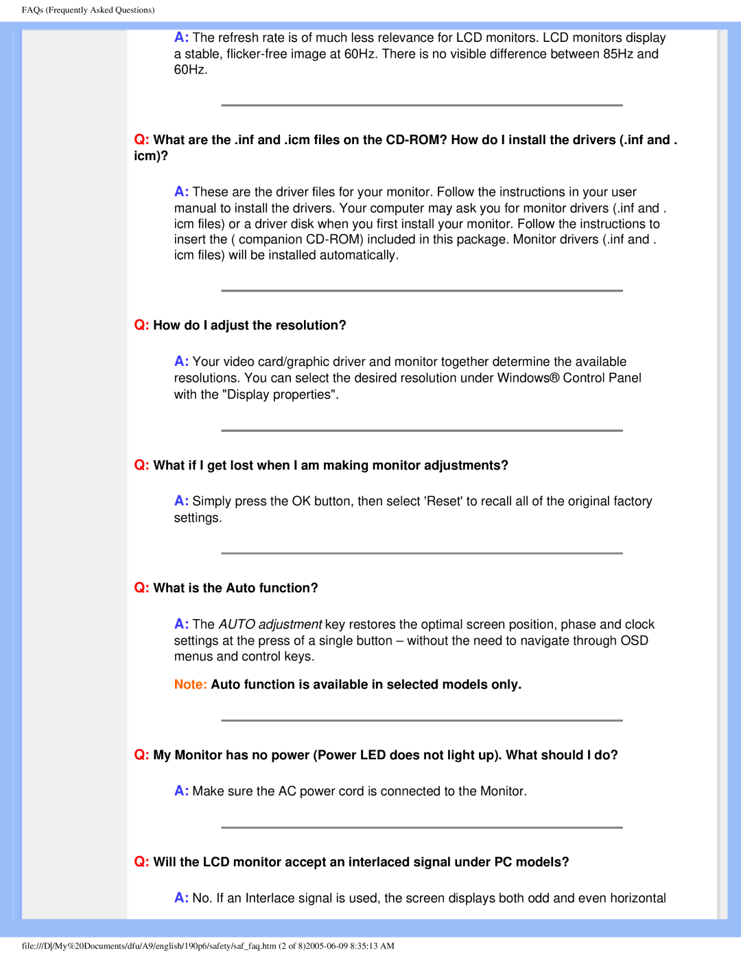 Taiwan Electrical & Electronic Manufacturers 190p6 user manual What if I get lost when I am making monitor adjustments? 