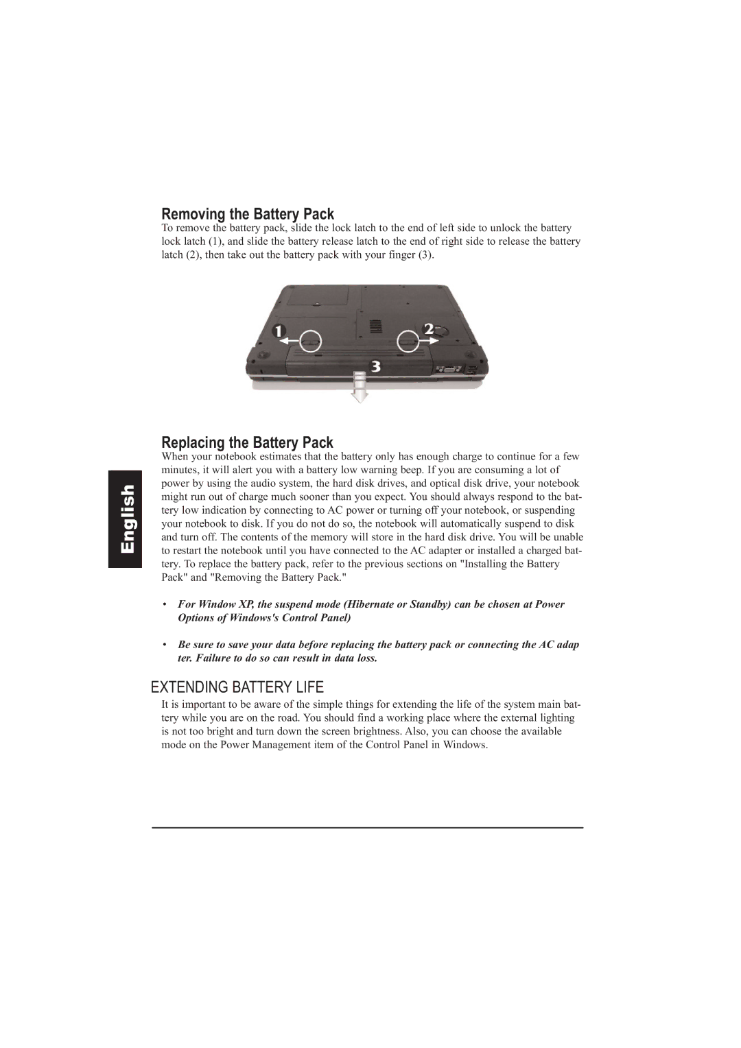 Taiwan Electrical & Electronic Manufacturers N930R manual Removing the Battery Pack, Extending Battery Life 