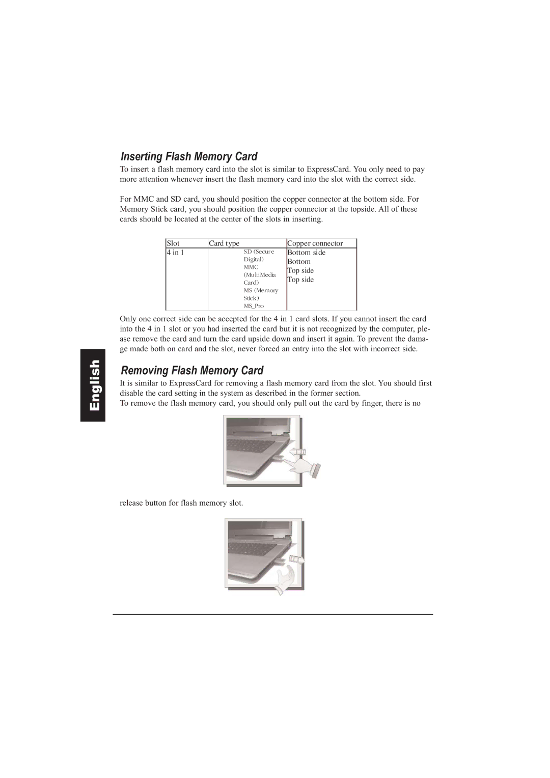 Taiwan Electrical & Electronic Manufacturers N930R manual Inserting Flash Memory Card 