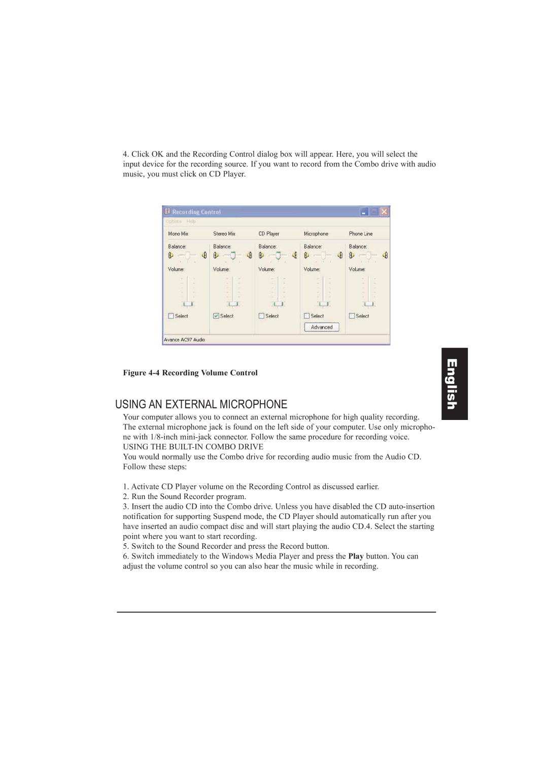 Taiwan Electrical & Electronic Manufacturers N930R manual Using AN External Microphone, Recording Volume Control 