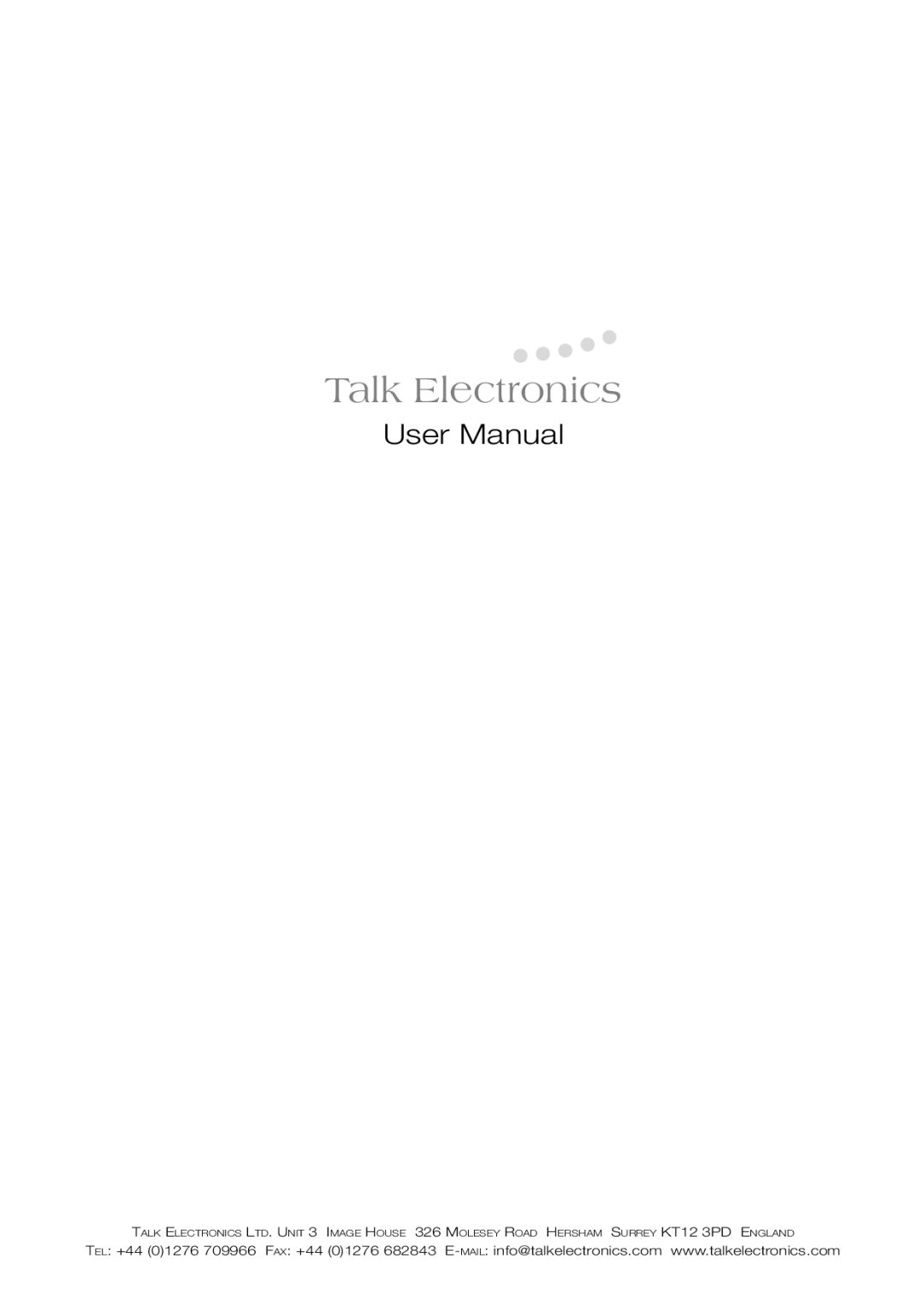 Talk electronic Cyclone user manual Talk Electronics 