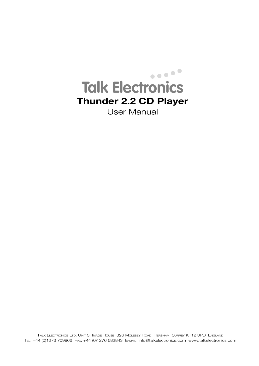 Talk electronic Thunder 2.2 user manual Talk Electronics 