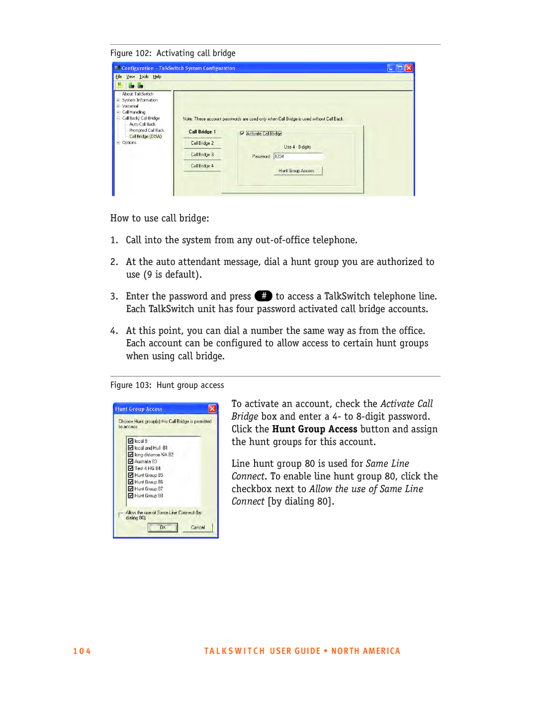 Talkswitch 24-CA, 48-CA/CVA manual Activating call bridge 