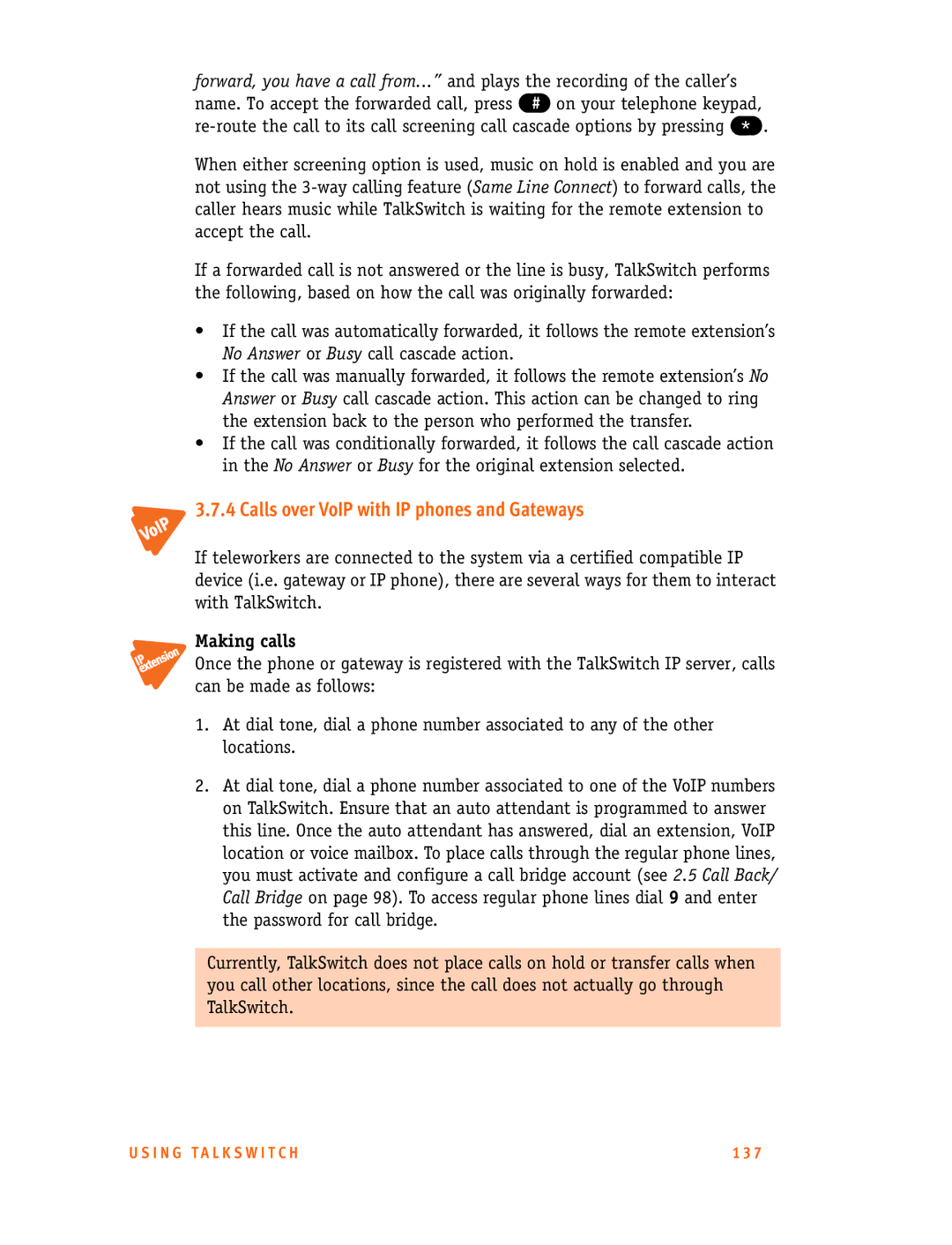 Talkswitch 48-CA/CVA, 24-CA manual Calls over VoIP with IP phones and Gateways, Making calls 