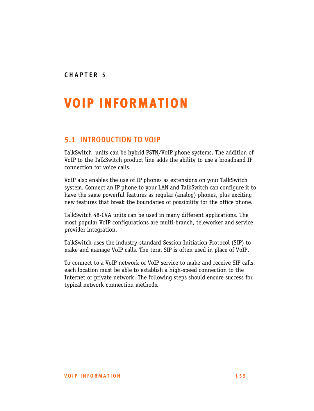 Talkswitch 48-CA/CVA, 24-CA manual VO I P I N F O R M a T I O N, Introduction to Voip 