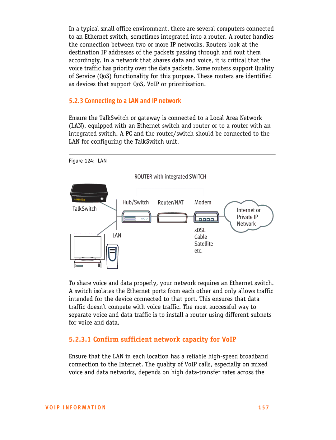 Talkswitch 48-CA/CVA, 24-CA manual Connecting to a LAN and IP network, Confirm sufficient network capacity for VoIP 