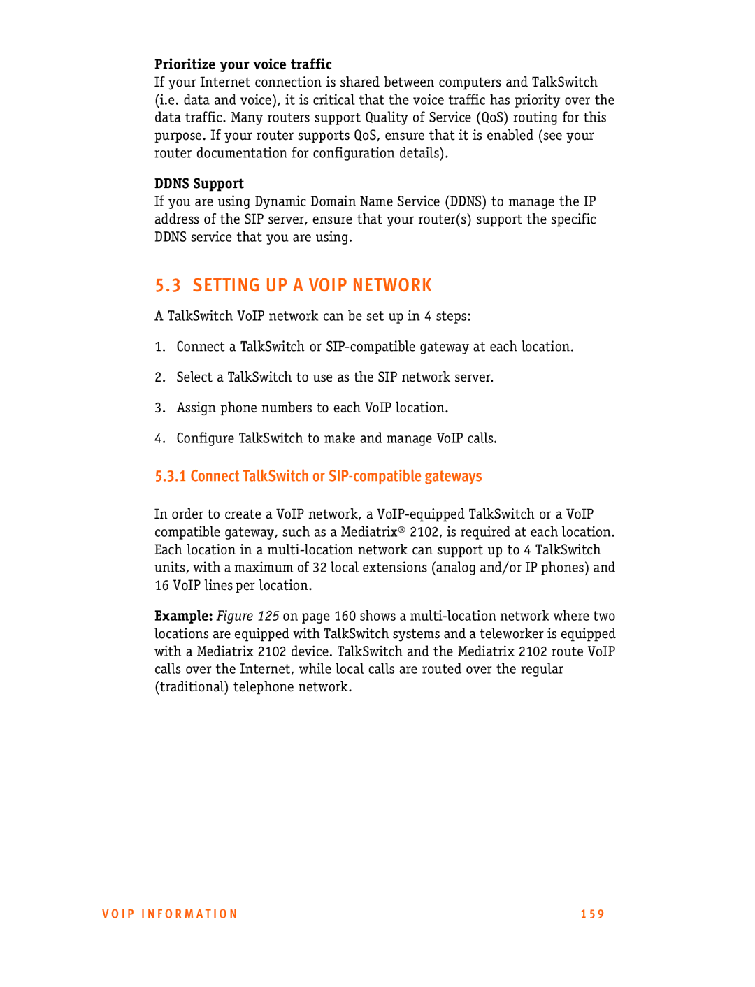 Talkswitch 48-CA/CVA, 24-CA manual Setting UP a Voip Network, Connect TalkSwitch or SIP-compatible gateways, Ddns Support 