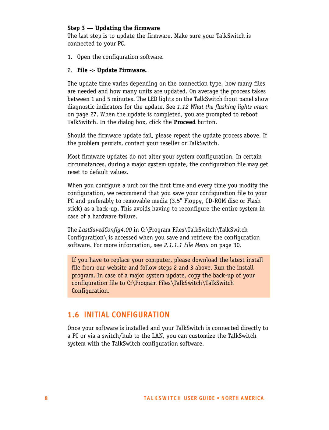 Talkswitch 24-CA, 48-CA/CVA manual Initial Configuration, Updating the firmware, File Update Firmware 