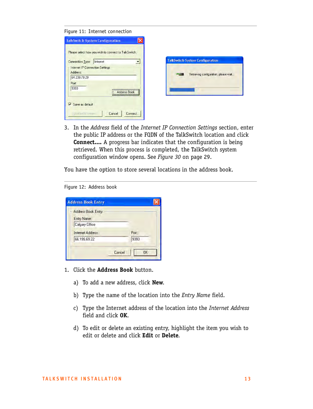 Talkswitch 48-CA/CVA, 24-CA manual Internet connection 