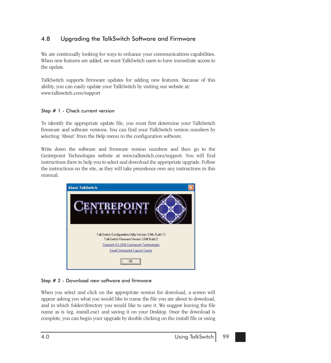 Talkswitch 48-CVA manual Upgrading the TalkSwitch Software and Firmware 