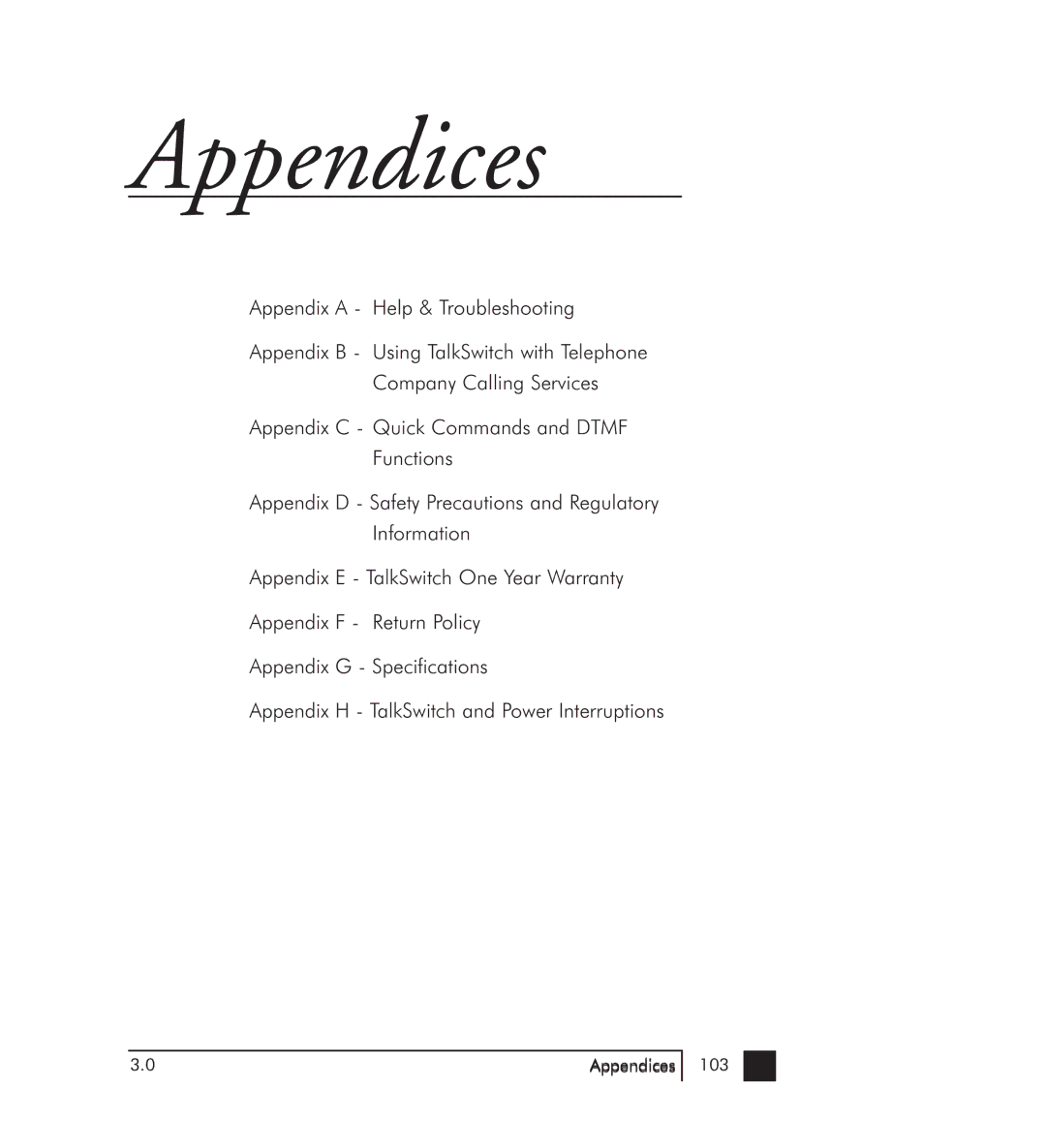 Talkswitch 48-CVA manual Appendices 